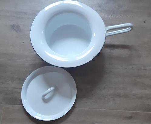 Emaille Bedpan met Deksel - Vintage, Antiek en Kunst, Antiek | Emaille, Ophalen of Verzenden
