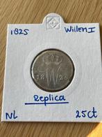 25 cent Willem I 1825 replica, Postzegels en Munten, Munten | Nederland, Koning Willem I, Losse munt, 25 cent, Verzenden