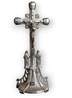Prachtige grote Art Nouveau altaar crucifix verzilverd 1102, Ophalen of Verzenden