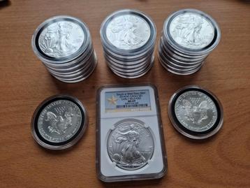 18 x 1 oz American Silver Eagle. USA Zilver investering.