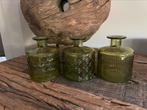 3 groene vaasjes, Nieuw, Ophalen of Verzenden, Glas, Minder dan 50 cm