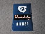 NSU QUICKLY EMAILLE RECLAMEBORD, Ophalen, Zo goed als nieuw, Reclamebord