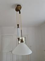 Pendellamp, katrol lamp, wit glas., Huis en Inrichting, Lampen | Hanglampen, Ophalen, Gebruikt, Glas, Minder dan 50 cm