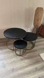 Set van 3 salontafels – chroom poten – Ø75/50/40, 50 tot 100 cm, Rond, 50 tot 100 cm, Zo goed als nieuw