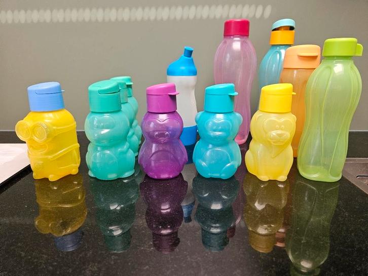 Diverse tupperware  eco flessen en bekers, Huis en Inrichting, Keuken | Tupperware, Zo goed als nieuw, Overige typen, Blauw, Geel