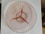 Roze vintage schaal van glas met 3 vakken, bolletjesdeco, Antiek en Kunst, Ophalen of Verzenden