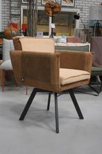 2 luxe eetkamerstoelen armleuningen draaibaar leer & stof, Huis en Inrichting, Stoelen, Ophalen, Zo goed als nieuw, Metaal, Twee