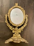 Antieke zware bronzen tafelspiegel, Antiek en Kunst, Ophalen, Ovaal, Minder dan 50 cm, Minder dan 100 cm