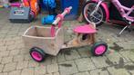 Houten Bakfiets peuter roze loopkar/loopfiets gebruikt, Kinderen en Baby's, Overige merken, Gebruikt, Ophalen of Verzenden