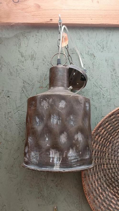 Metalen Hanglamp Industrieel, Huis en Inrichting, Lampen | Hanglampen, Gebruikt, 50 tot 75 cm, Metaal, Ophalen of Verzenden