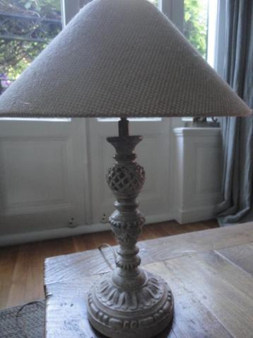 TIERLANTIJN TAFELLAMP + BEIGE KAP/bewerkte voet, h45 cm/no.1 beschikbaar voor biedingen