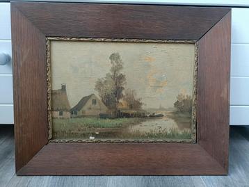 Oud schilderij op hout - Landschap beschikbaar voor biedingen