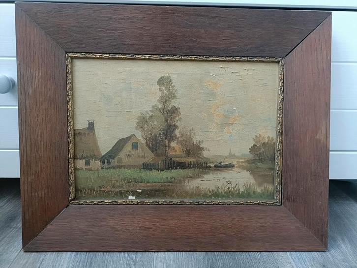 Oud schilderij op hout - Landschap, Antiek en Kunst, Kunst | Schilderijen | Klassiek, Ophalen of Verzenden