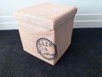 Opvouwbare jute opberg poef 38cm, Minder dan 50 cm, Vierkant, Minder dan 50 cm, Ophalen of Verzenden