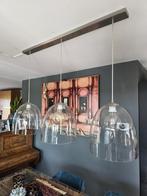 Moderne eettafellamp met transparante kappen, Ophalen, 50 tot 75 cm, Zo goed als nieuw, Glas