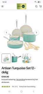 Nieuwe Greenpan Turquoise Pannenset!, Ophalen of Verzenden, Nieuw, Rvs, Pannenset