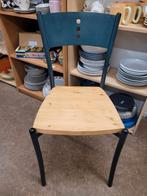 Keukenstoel stoeltje metaal en hout groen, Huis en Inrichting, Stoelen, Ophalen, Gebruikt, Overige kleuren, Eén