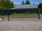Vrijdragende Elektrische Aluminium Schuifpoort Groen 600x200, Ophalen, Met poort, Gebruikt, Spijlenhekwerk