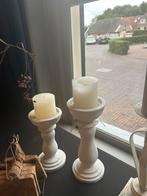 Witte Kandelaars Set - Landelijke Stijl, Ophalen, Overige materialen, Wit, Zo goed als nieuw