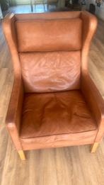 Fauteuil deens cognac Stouby naar ontwerp Borge Mogensen, Huis en Inrichting, Fauteuils, Ophalen, Gebruikt
