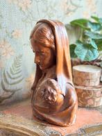 Antieke buste Maria met Jezus - J. Dammouse, Antiek en Kunst, Kunst | Beelden en Houtsnijwerken, Ophalen of Verzenden