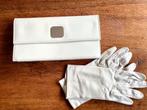 Brocante lederen clutch/tasje met handschoenen., Ophalen of Verzenden