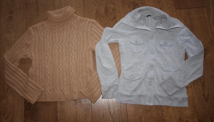 Bruine Kabeltrui en Grijs Vest (S), Kleding | Dames, Truien en Vesten, Gedragen, Maat 36 (S), Grijs, Ophalen of Verzenden