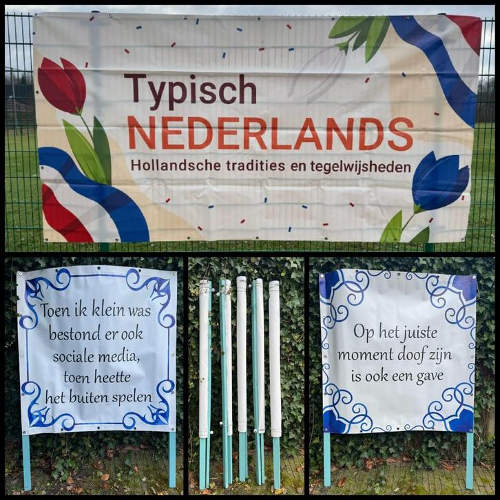 Straatversiering Typische Tegelwijsheden Te Huur, Hobby en Vrije tijd, Feestartikelen | Verhuur, Overige, Ophalen