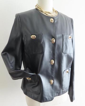 Lamsleren blazer met luxe goud accenten, donkerblauw mt 44 beschikbaar voor biedingen