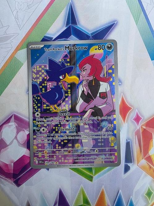 Pokémon Destined Rivals Team Rockets Murkrow DRI 200, Hobby en Vrije tijd, Verzamelkaartspellen | Pokémon, Nieuw, Losse kaart