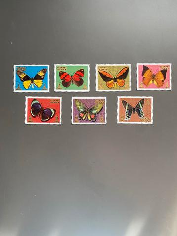 7 Postzegels Vlinders Ajman Gestempeld beschikbaar voor biedingen