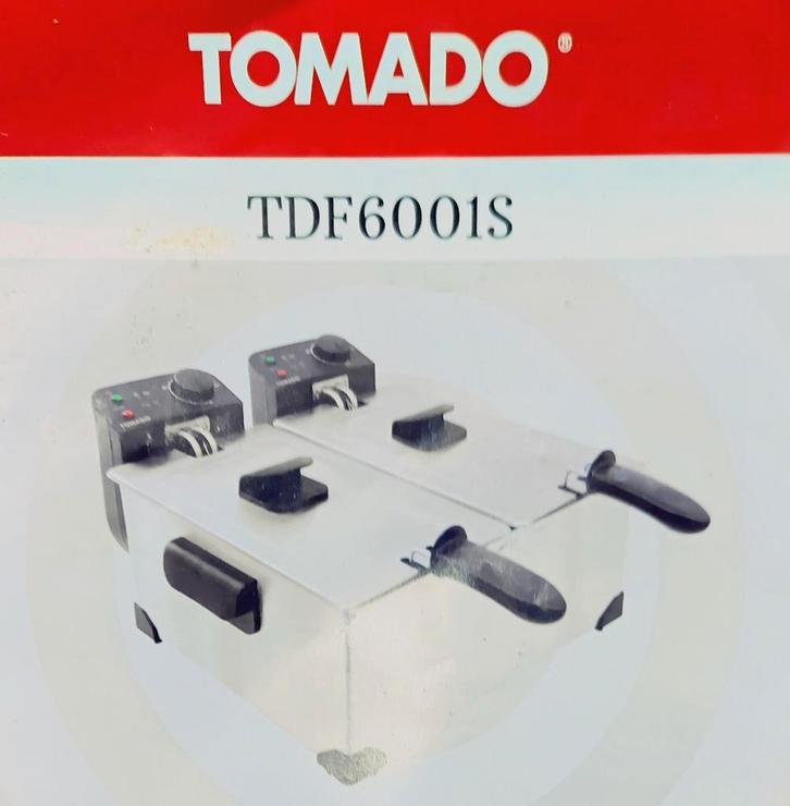 Tomado TDF6001S Dubbele Friteuse - Nieuw!, Witgoed en Apparatuur, Frituurpannen, Nieuw, 2 tot 3 liter, Duo-friteuse, Uitneembare binnenpan