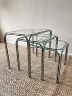 Space Age Bijzettafels - Bauhaus - Retro - Vintage Tafels, Huis en Inrichting, Minder dan 45 cm, Minder dan 55 cm, Gebruikt, Glas