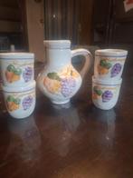 Vintage Kruik met Bekers - Fruitmotief, Ophalen of Verzenden