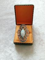 Mooie Aparte Opengewerkte Zilveren Ring met ovale Opaal, Sieraden, Tassen en Uiterlijk, Antieke sieraden, Verzenden, Zilver, Ring