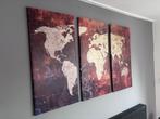 Schilderij canvas roestige wereldkaart drieluik 120x80, Ophalen, Zo goed als nieuw, Schilderij, 100 tot 125 cm