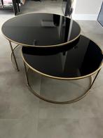 PTMD salontafel set van 2 zwart en goud, Huis en Inrichting, Ophalen, 50 tot 100 cm, Rond, 50 tot 100 cm