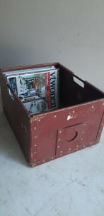Lektuurbak jaren 60 vintage leer bekleed UNIEK ITEM, Ophalen of Verzenden, Gebruikt
