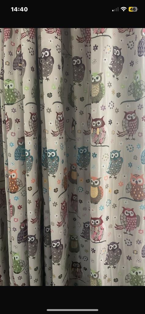 Geweven Kinderkamer Gordijn met Uilen, Huis en Inrichting, Stoffering | Gordijnen en Lamellen, Zo goed als nieuw, 150 tot 200 cm