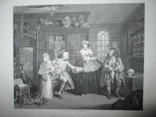 Gravure Radcliffe Hogarth Marriage Mode medisch kwakzalver, Antiek en Kunst, Kunst | Etsen en Gravures, Ophalen of Verzenden