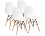 Set van 4 kuipstoelen met beuken houten poten, Ophalen, Wit, Zo goed als nieuw, Vier