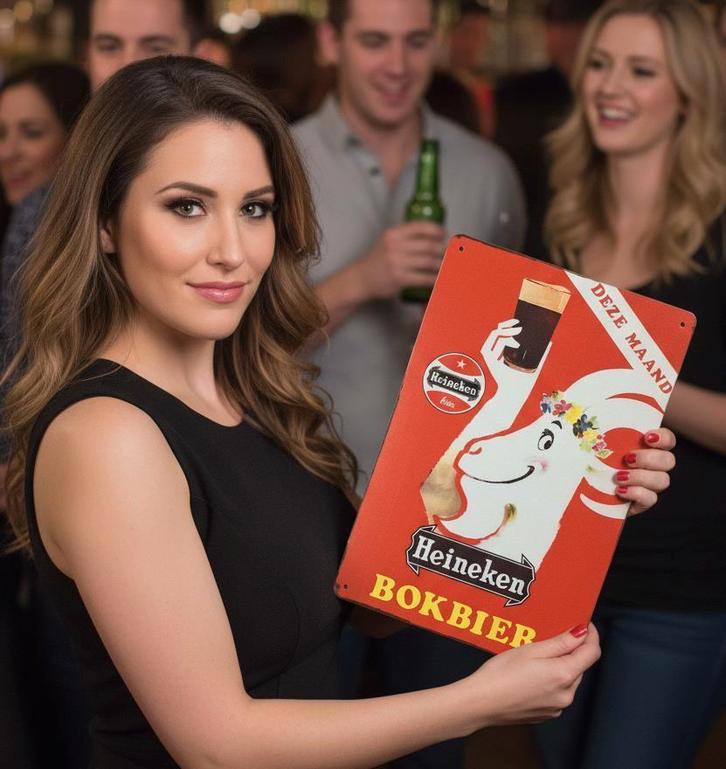 HEINEKEN Bokbier Metalen Wandbord bockbier bier bord, Verzamelen, Biermerken, Nieuw, Reclamebord, Plaat of Schild, Heineken, Ophalen of Verzenden