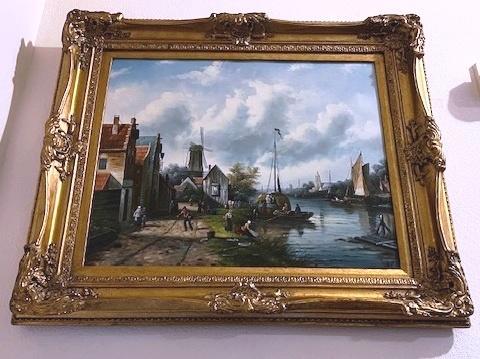 schilderij riviergezicht in de Nederlandse stijl., Antiek en Kunst, Kunst | Schilderijen | Klassiek, Ophalen