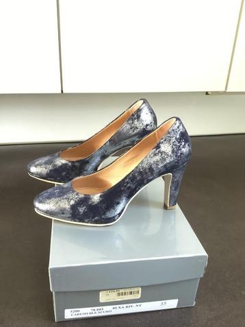Leren pumps blauw/zilver Di Lauro, maat 35 beschikbaar voor biedingen