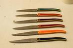 7 delig Laguiole evolution acier inox messenset in messenblo, Ophalen of Verzenden, Gebruikt, Rvs of Chroom