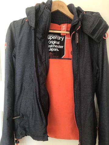 tussenjas / winterjas Superdry XS blauw met oranje details beschikbaar voor biedingen
