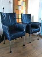 Set van 2 Montis Chaplin design stoel blauw modern leer, Huis en Inrichting, Stoelen, Ophalen, Blauw, Leer, Nvt
