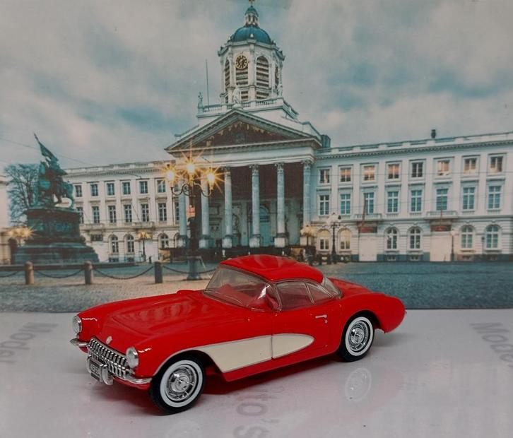 1:43 Chevrolet Corvette C1 Cabrio hard top 1956; Dinky DY-23, Hobby en Vrije tijd, Modelauto's | 1:43, Gebruikt, Auto, Dinky Toys