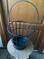 Zwarte metalen korf met handvat, Ophalen of Verzenden, Nieuw, Rond, Mand