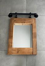 Stoere Steigerhouten Spiegel aan Stalen Buis, Huis en Inrichting, Woonaccessoires | Spiegels, Minder dan 50 cm, Nieuw, Ophalen of Verzenden